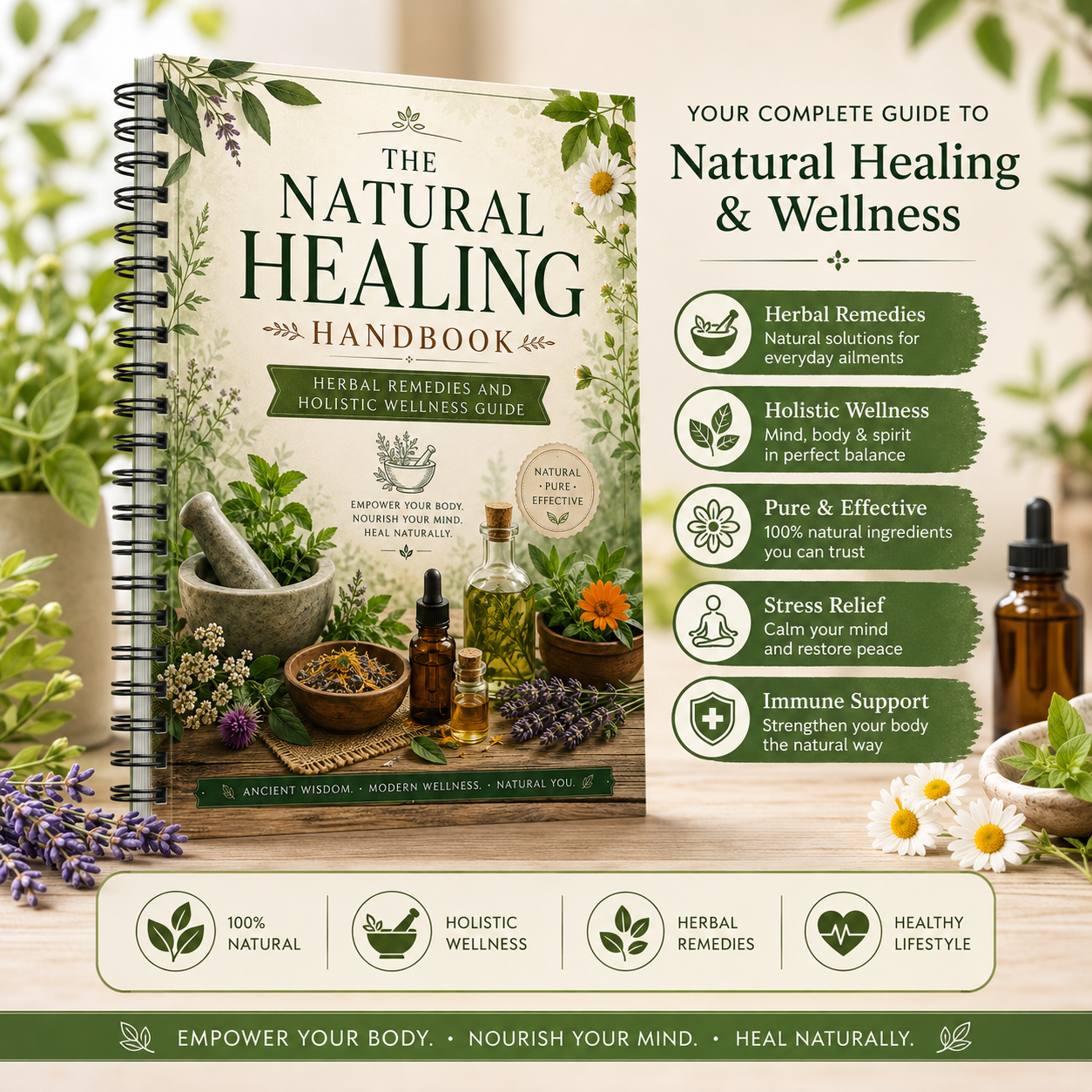 The Natural Healing Handbook | Herbal Remedies, Holistic Wellness, Natural Medicine & DIY Herbal Guide |