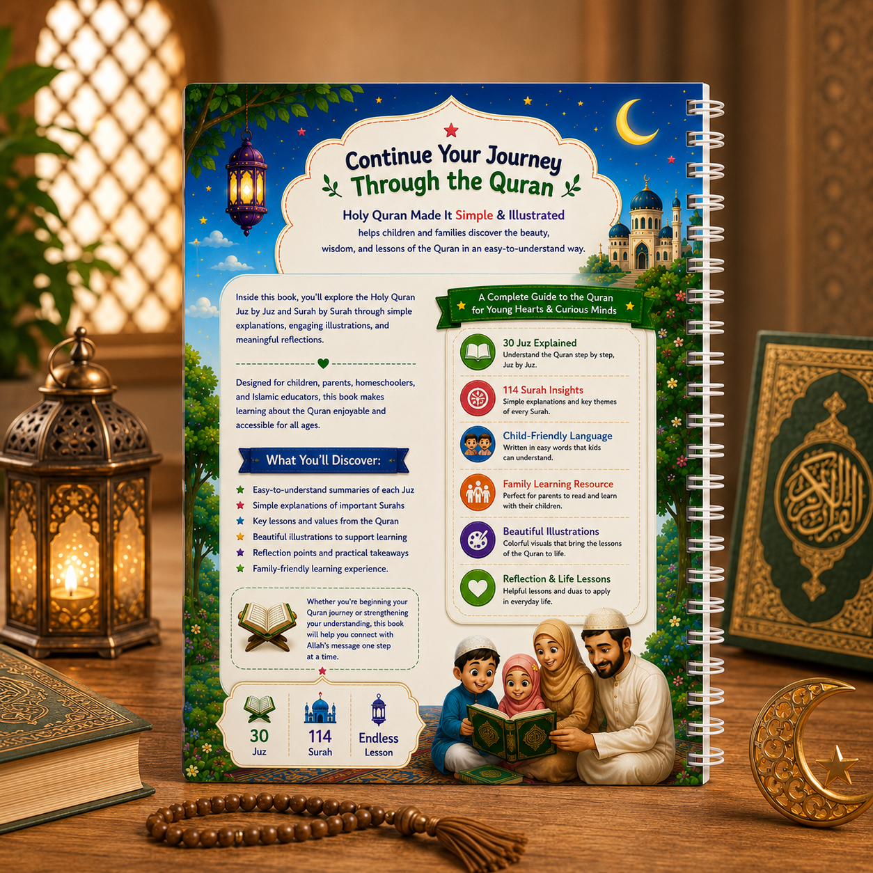 HOLY QURAN β Simple Illustrated HINDI & ENGLISH Study Guide for Kids, Beginners & Families.