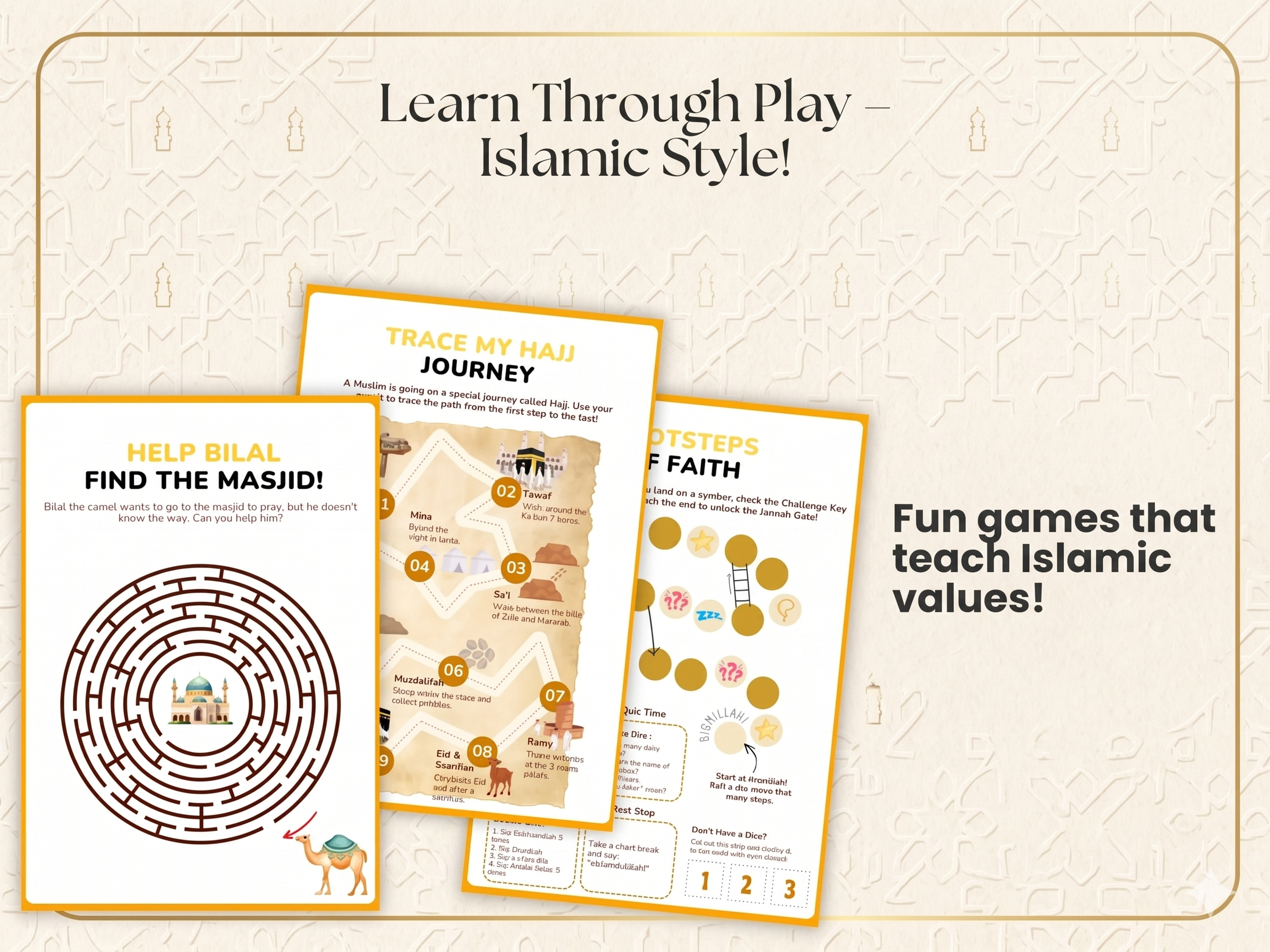 Islamic Activity Book,Muslim Kids Busy Book, Muslim Primary School Workbook, Islamic Adventures Book