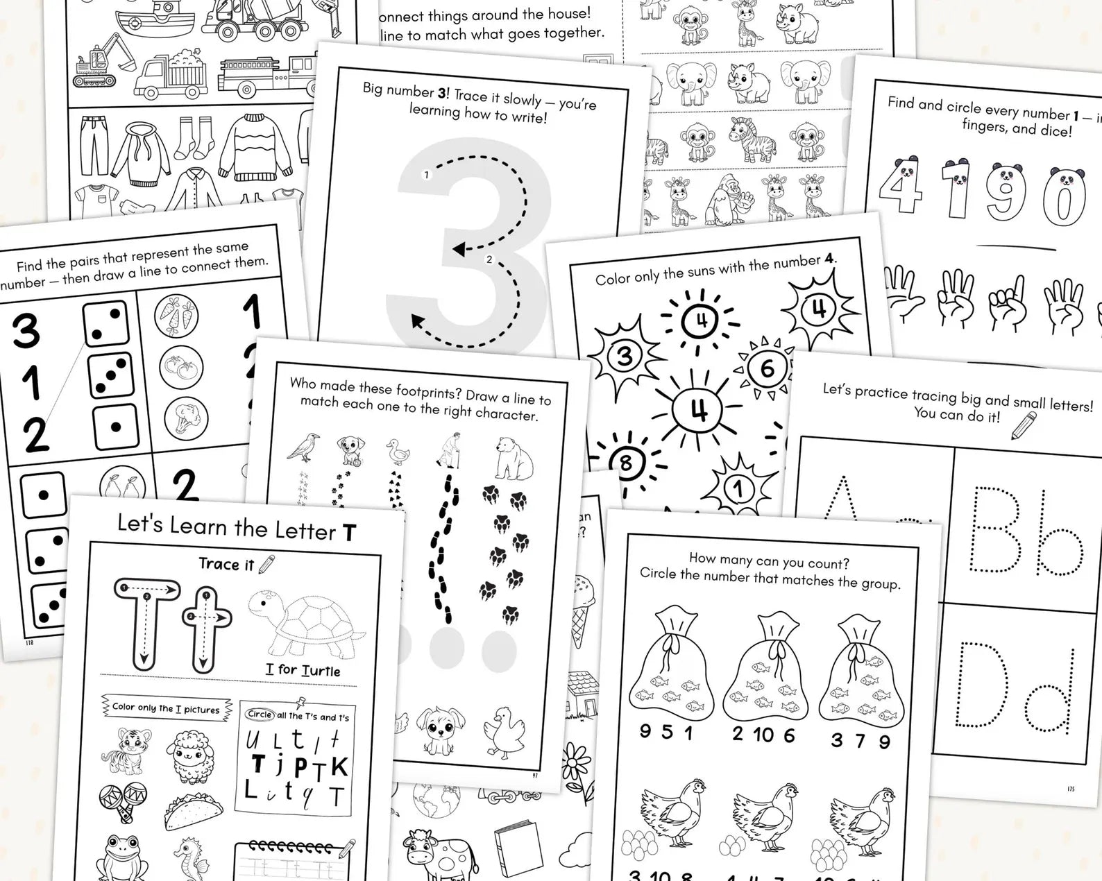Preschool Pre-K + Kindergarten -Kids Activity-Worksheet| Coloring | Dot To Dot | Tracing | Alphabet Book