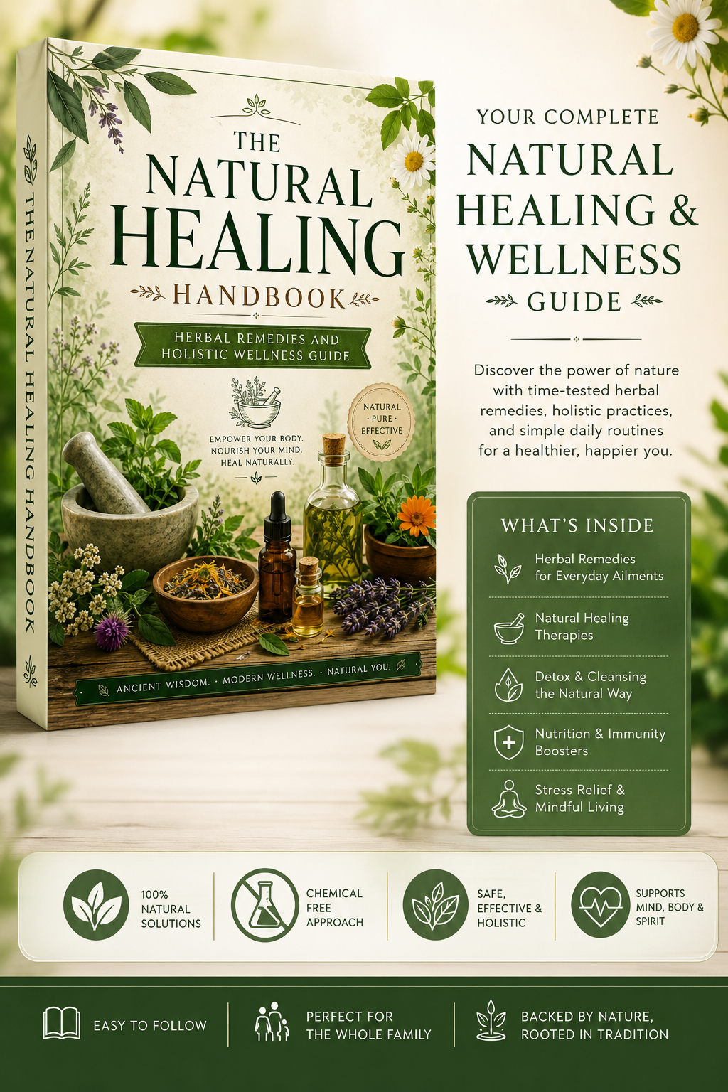 The Natural Healing Handbook | Herbal Remedies, Holistic Wellness, Natural Medicine & DIY Herbal Guide |